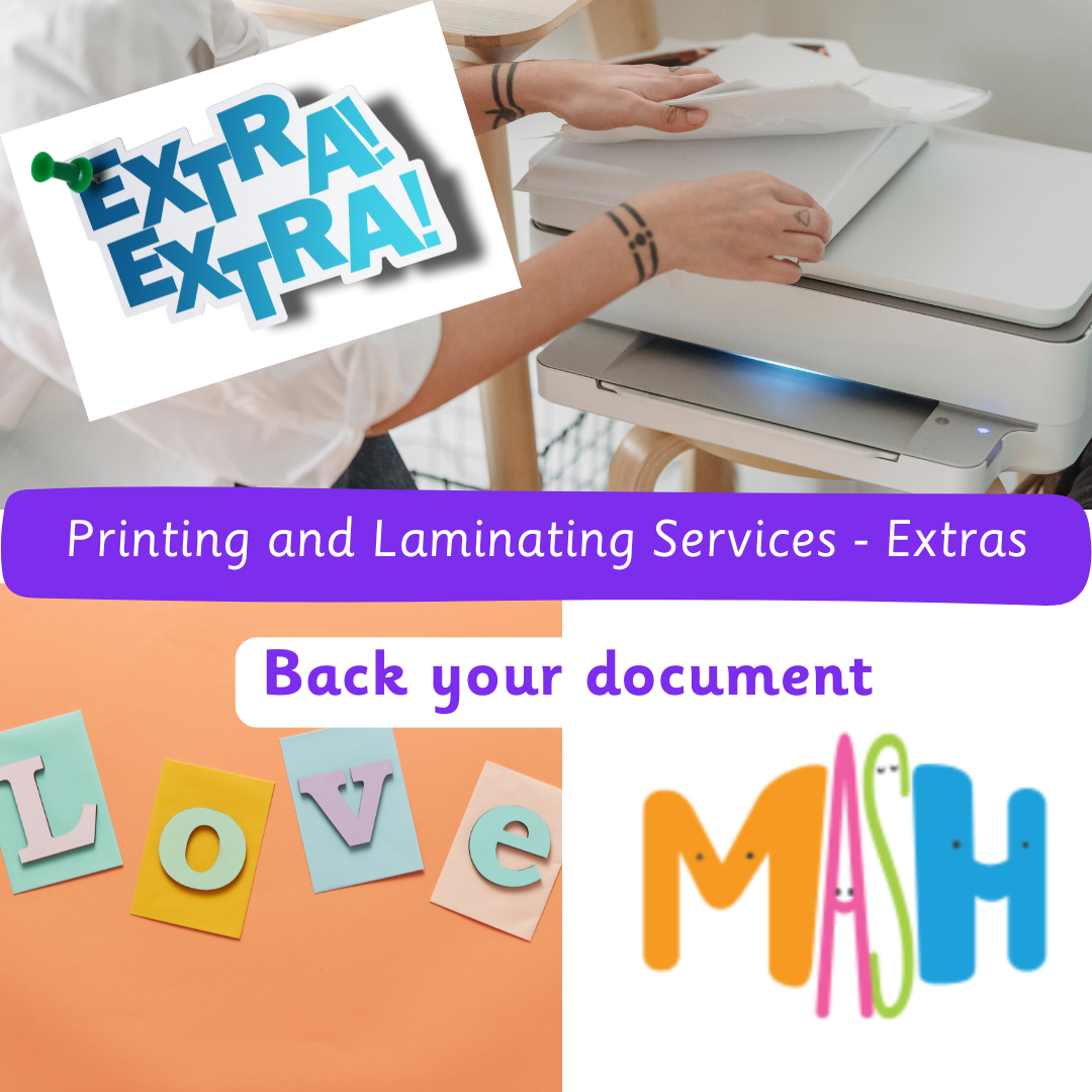 Printing and Laminating Service - Extras - Back your document - A4 sized